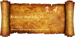 Kubis Adrián névjegykártya